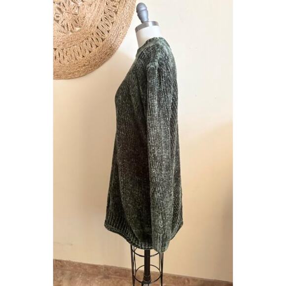 Woman Within Chenille Sweater Green Plush Knit Pullover Size 14/16 M Cozy Soft - Picture 3 of 6